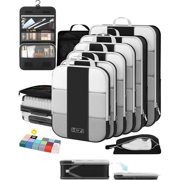 10-Piece Compression Packing Cubes for Travel (Black)
