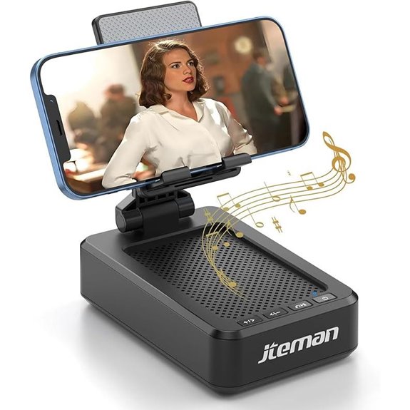 Cell Phone Stand with Bluetooth Speaker and Anti-Slip Base