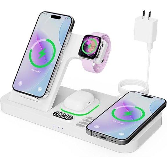 Dual Phone Magnetic Wireless Charger with Auto-Switch Clock Light