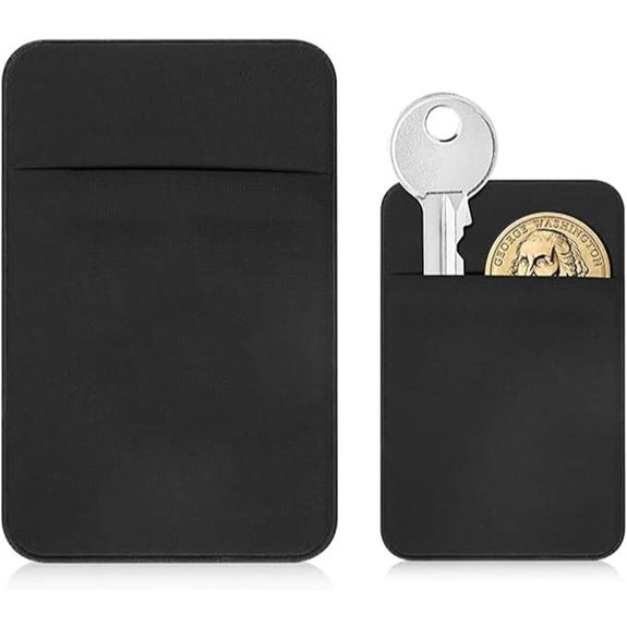 Flat Thin Wallet Key Holder - Minimalist Organizer (Black)