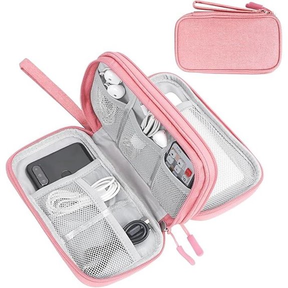FYY Electronic Organizer Travel Pouch Cable Case Pink
