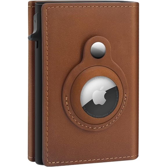 GAOCHALE Leather AirTag Wallet with RFID Dark Brown