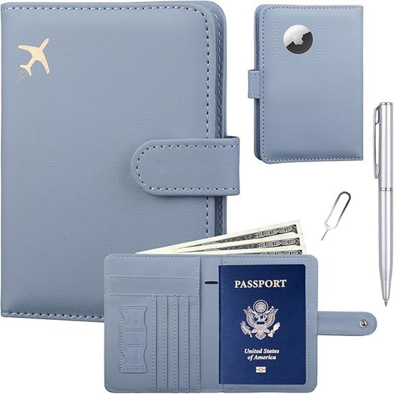 GOAUS Passport Holder with AirTag Slot Blue