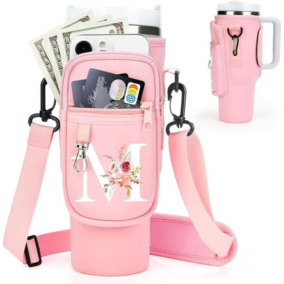 Initial Water Bottle Holder with Strap for Stanley Cup 40 oz