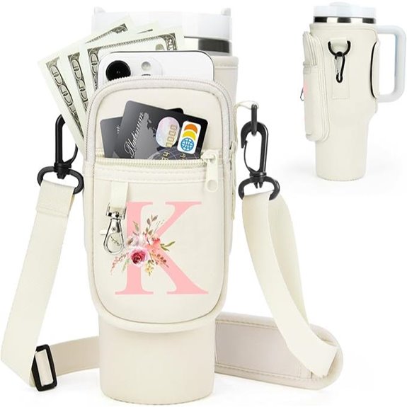 Initial Water Bottle Holder with Strap for Stanley Cup Accessories