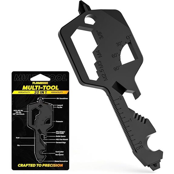 Key Shaped 20-in-1 MultiTool Keychain Gadget (Black)