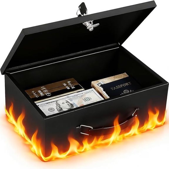KYODOLED Fireproof Document Box with Lock 12.6x8.3x4.3 Black