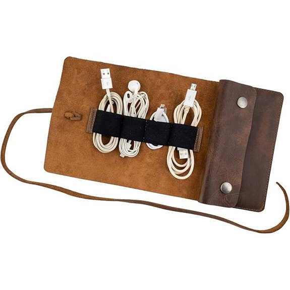 Leather Cable Roll Case – Portable Charging Pouch Organizer