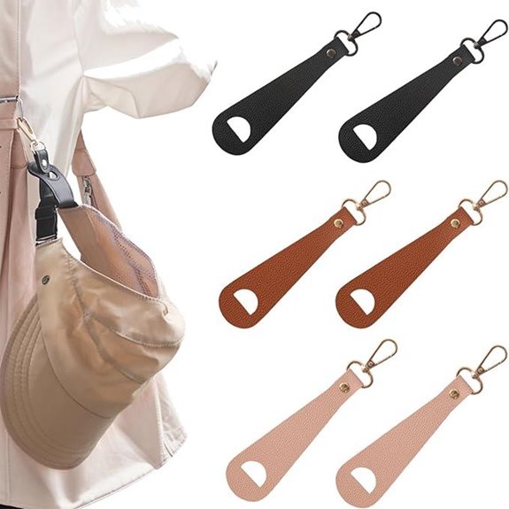 Leather Hat Clip Set (6) Adjustable Black Casual Travel Accessory