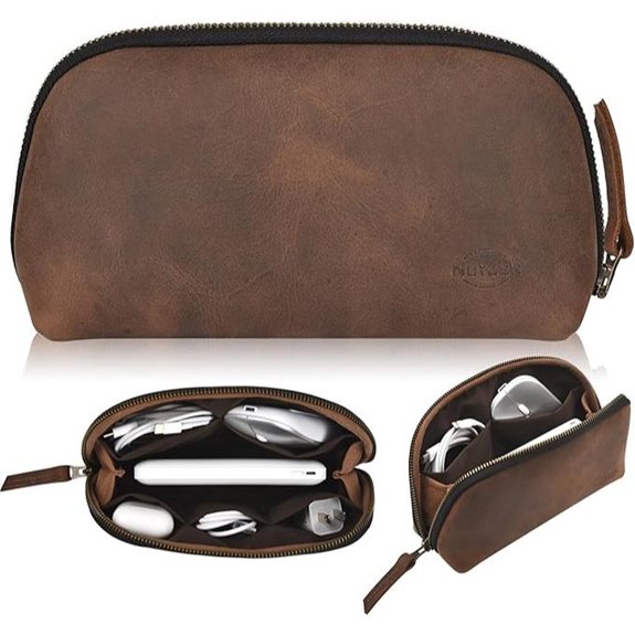 Leather Tech Pouch for Cables and Chargers Vintage Brown