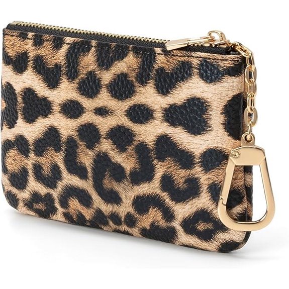 Leopard Print Coin Purse with Keychain Wallet
