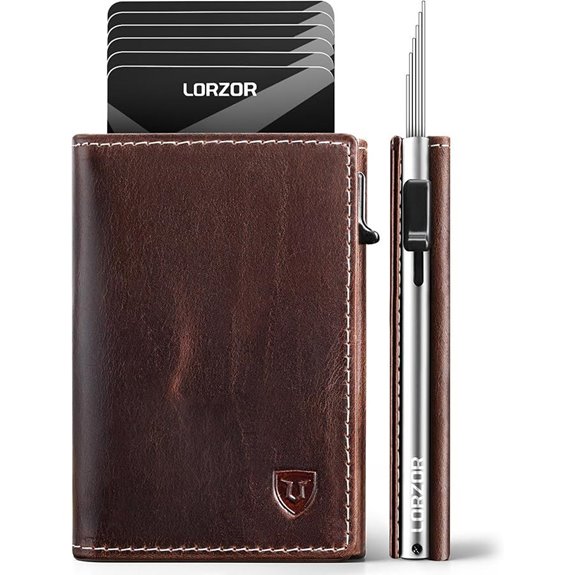 LORZOR Mens Leather Trifold Wallet with RFID Blocking