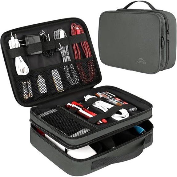 MATEIN Electronics Organizer: Large Travel Cable Case Grey