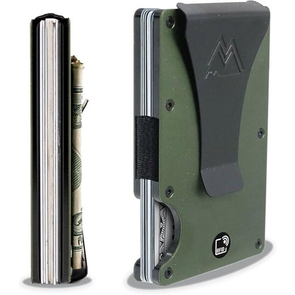 Minimalist RFID Wallet with Money Clip (Army Green)