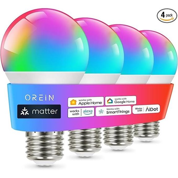 OREiN Matter Smart Bulbs 4-Pack for HomeKit/Alexa/Google