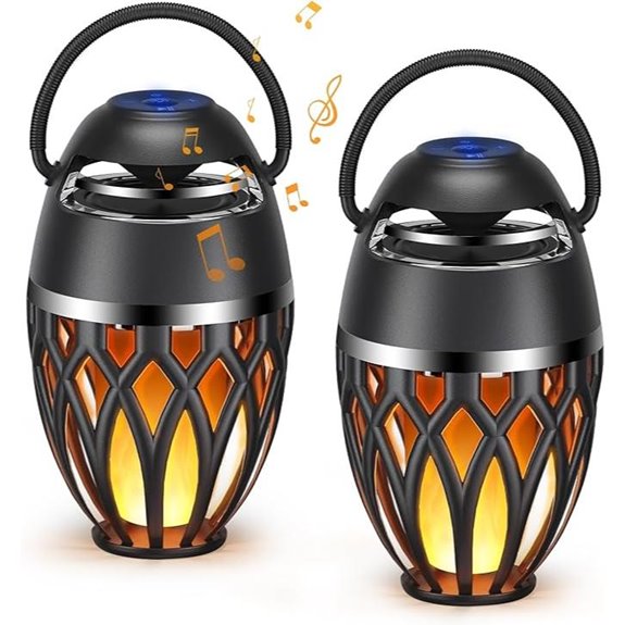 Outdoor Bluetooth Speakers with LED Flame IPX5 Waterproof (2 Pack)