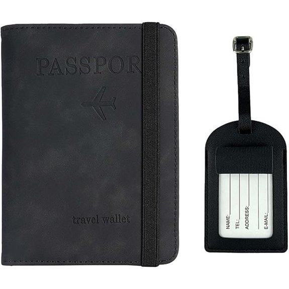 Passport Wallet with SIM Slots and Luggage Tag Black
