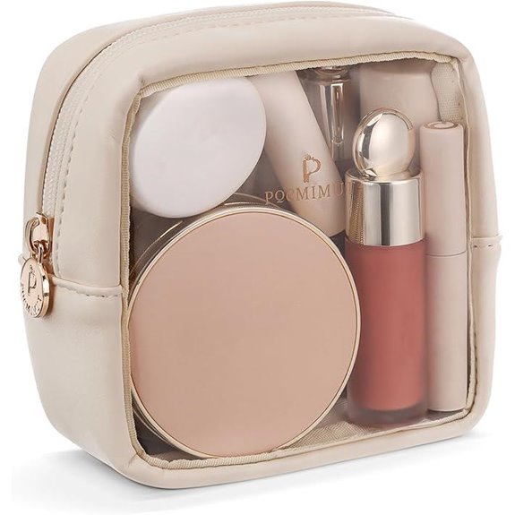 Pocmimut Mini Clear Travel Makeup Bag Beige