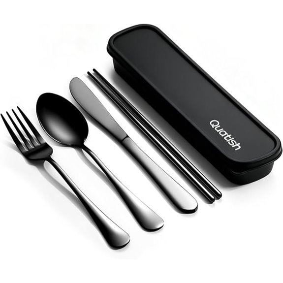 Quatish 5-Piece Travel Stainless Steel Silverware Set with Case