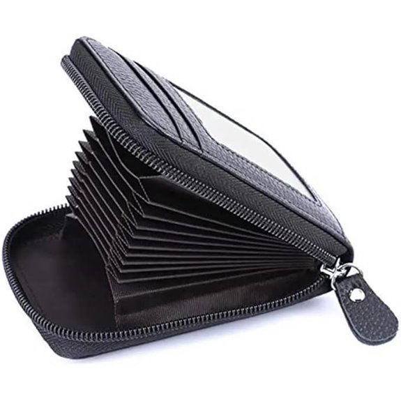 RFID Leather Card Wallet with Zipper – Slim Organizer