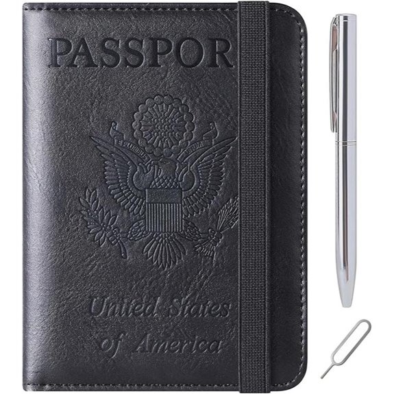 RFID Passport Holder Wallet - Travel Essentials (Black)
