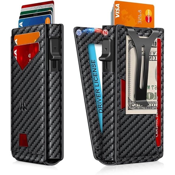 Slim Minimalist RFID Wallet with Money Clip & ID Window