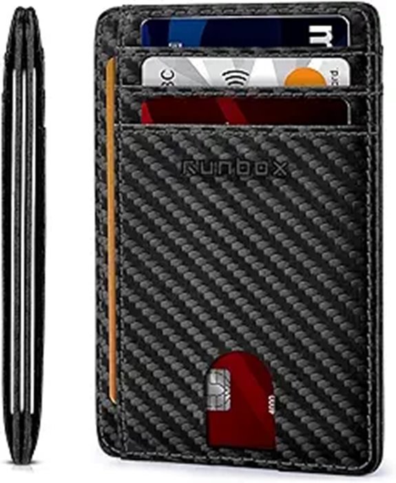 RUNBOX Slim RFID Leather Wallet Front Pocket Card Holder