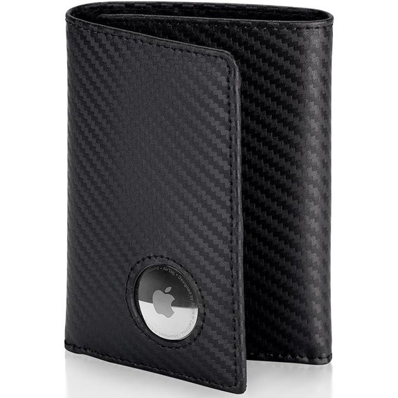 Stealth Mode Leather Trifold Wallet with Airtag Holder