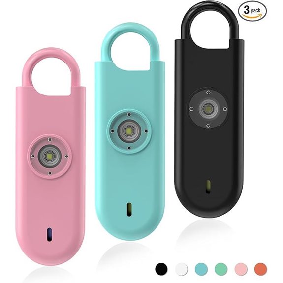 3-Pack Personal Safety Alarm with Strobe Light