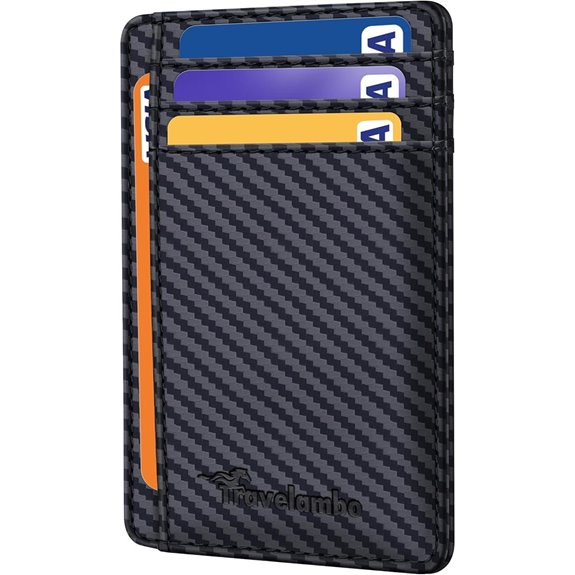 Travelambo Slim Wallet: RFID Leather Front Pocket (Carbon Fiber)
