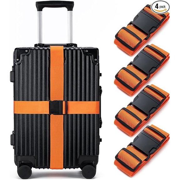 TSA Luggage Straps - 4 Pack Orange (Travel Essentials)