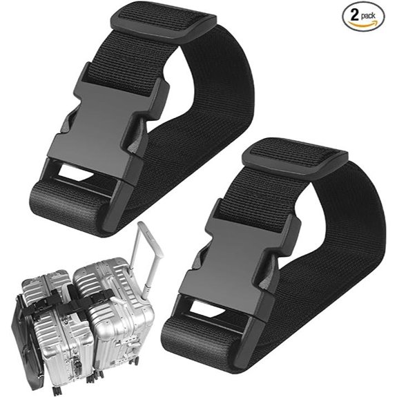 2Pcs 22 Luggage Straps for Suitcases Black