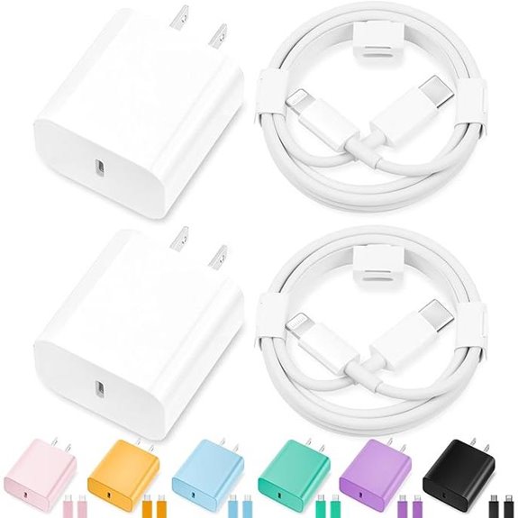 2-Pack 20W USB-C Fast Charger + C-to-Lightning Cables