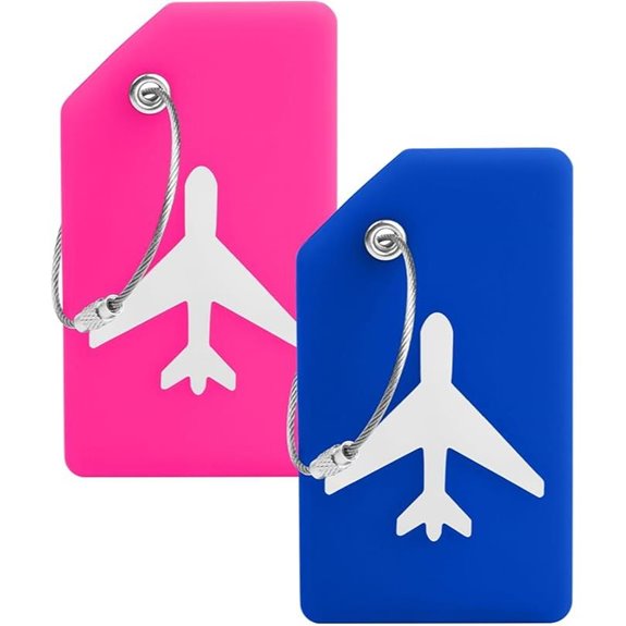 2 Pcs Silicone Luggage Tags for Suitcases (Blue+Pink)