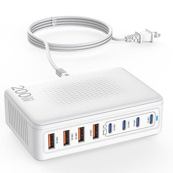USB-C 200W GaN USB Hub Charger Station (8 Ports)