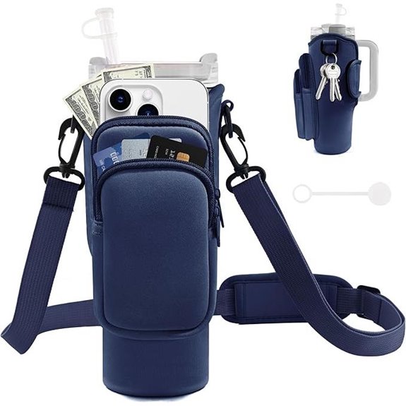Water Bottle Carrier with Phone Pocket for Stanley Cup